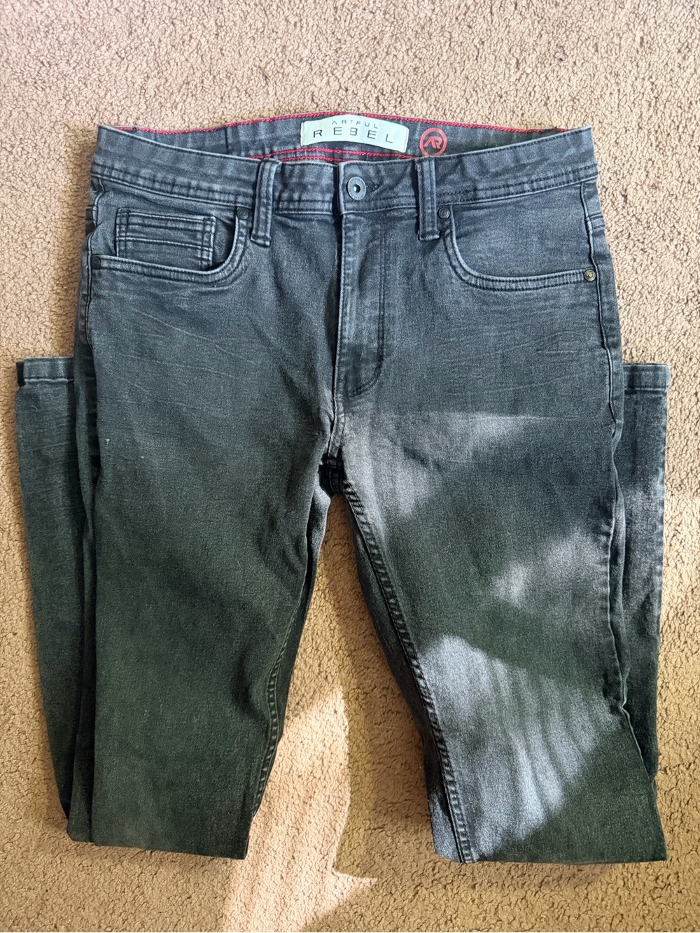 Rebels Men's Slim Straight Black Jeans